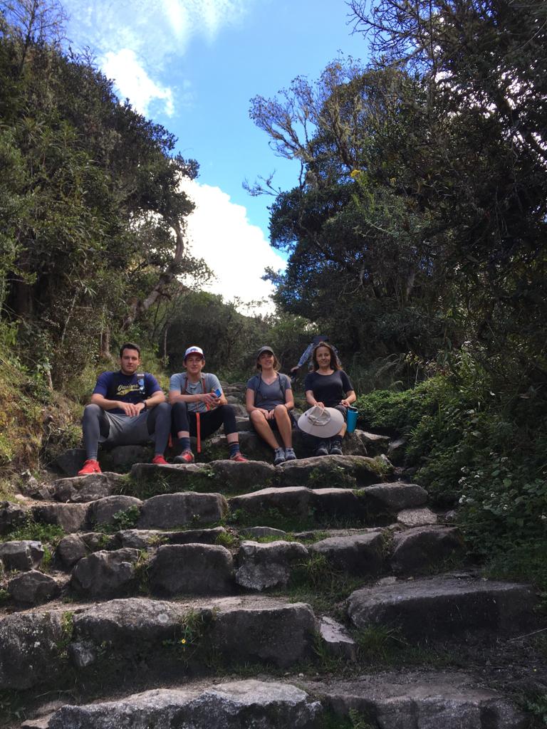 Travelers climbing the Inca Trail