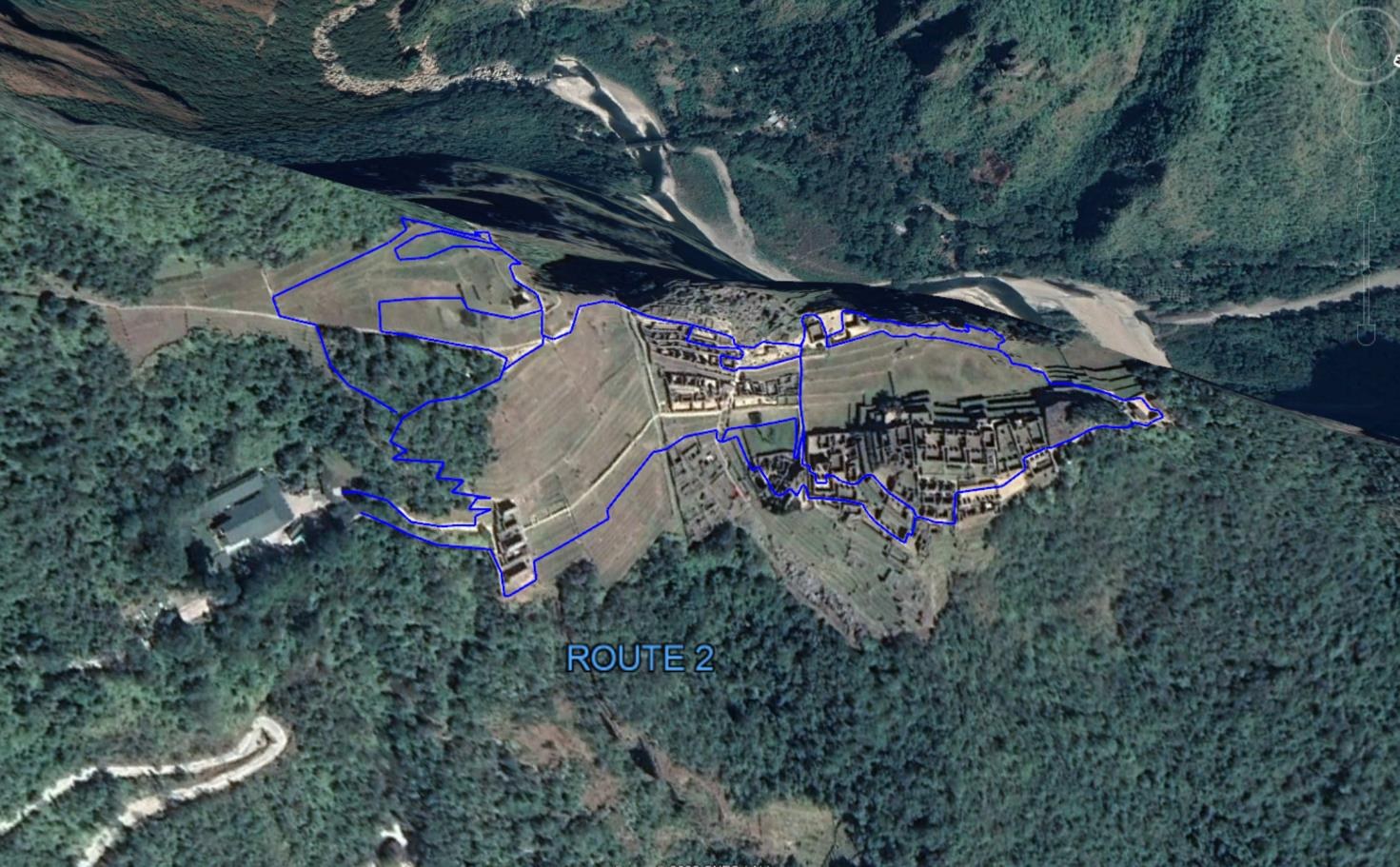 Route 2 marked in blue over the citadel